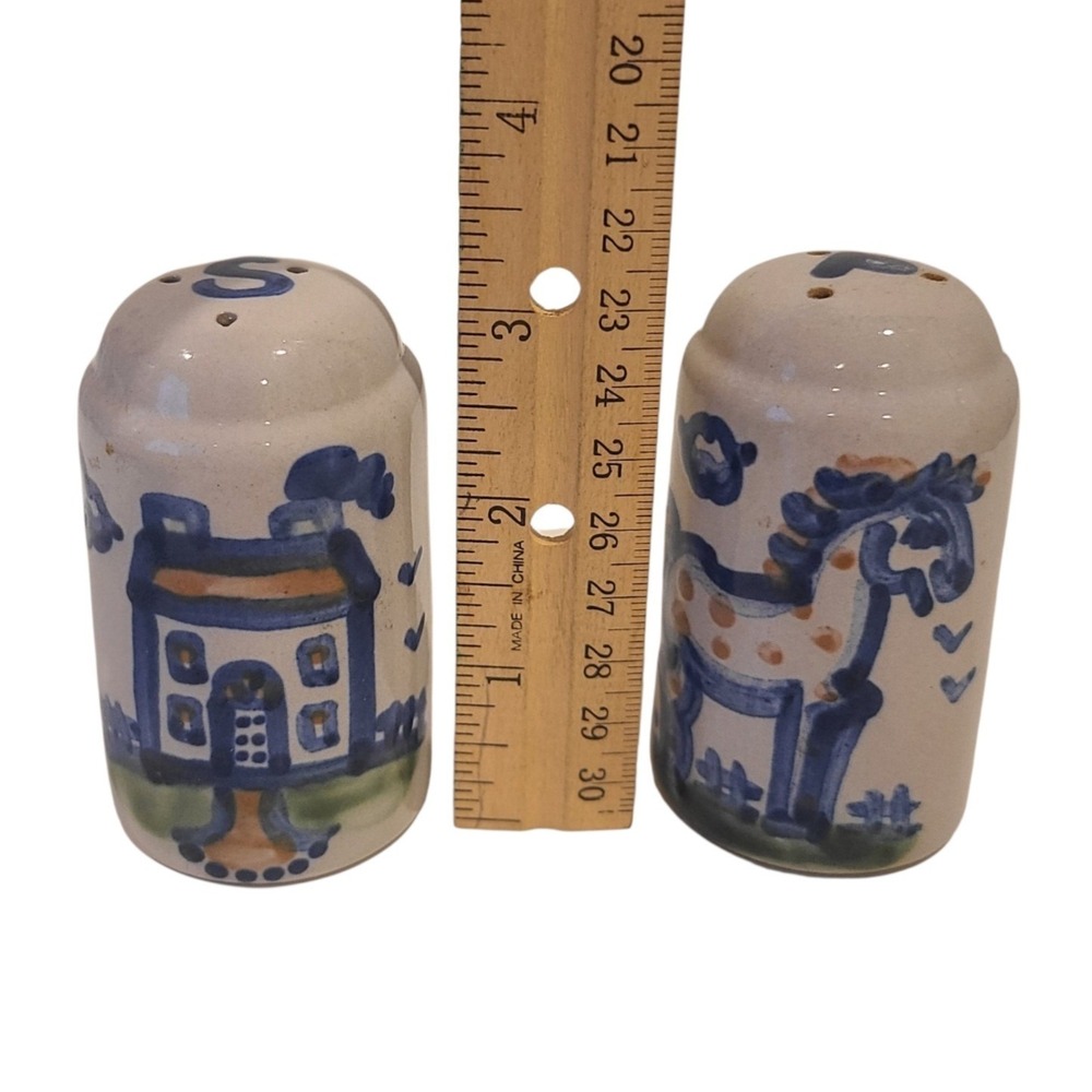 MA Hadley Horse & Farmhouse Salt and Pepper Shakers Hand Painted Ceramic 3 Inch